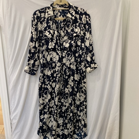 JOIE BLACK WHITE EMMALYN BUTTON DOWN MIDI SHIRTDRESS XXS - Picture 4 of 8